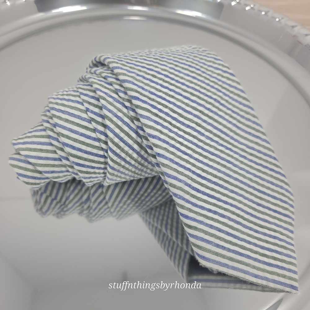 Saddlebred Green & Blue Striped Seersucker Necktie Men's Classic Tie 58"x3¼"